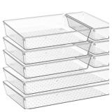 Criusia 8 Pack Drawer Organizer for Kitchen Gadgets, Large Clear Plastic Drawer Divider for Kitchen Accessories, Bathroom Organizers and Storage, Home Essentials for Makeup and Vanity Accessories Criusia 8 Pack Drawer Organizer for Kitchen Gadgets, Large Clear Plastic Drawer Divider for Kitchen Accessories, Bathroom Organizers and Storage, Home Essentials for Makeup and Vanity Accessories