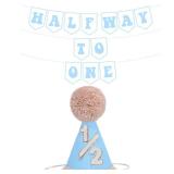 Blue Half Birthday Decorations for Boys, 6 Months Birthday Decorations With 1/2 Boy Hat And Pre-strung Half Way To One Banner For 1/2 Birth-day Boy Decor Blue Half Birthday Decorations for Boys, 6 Months Birthday Decorations With 1/2 Boy Hat And Pre-strung Half Way To One Banner For 1/2 Birth-day Boy Decor