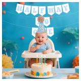 Blue Half Birthday Decorations for Boys, 6 Months Birthday Decorations With 1/2 Boy Hat And Pre-strung Half Way To One Banner For 1/2 Birth-day Boy Decor Blue Half Birthday Decorations for Boys, 6 Months Birthday Decorations With 1/2 Boy Hat And Pre-strung Half Way To One Banner For 1/2 Birth-day Boy Decor