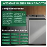 W11395618 W11162560 W10625046 Washing Machine Run Capacitor Replacement for Whirlpool Washer Capacitor, Replace W10866250 W10390446 W10843769 WPW10625046 W11315694, Fit for Whirlpool Maytag Kenmore W11395618 W11162560 W10625046 Washing Machine Run Capacitor Replacement for Whirlpool Washer Capacitor, Replace W10866250 W10390446 W10843769 WPW10625046 W11315694, Fit for Whirlpool Maytag Kenmore