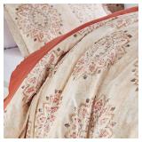 SLEEP ZONE Beige Damask Pattern Printed Duvet Cover Full Size with Zipper Closure & 8 Corner Ties, Soft Breathable All Seasons Comforter Cover Set 3 Pieces (Full) SLEEP ZONE Beige Damask Pattern Printed Duvet Cover Full Size with Zipper Closure & 8 Corner Ties, Soft Breathable All Seasons Comforter Cover Set 3 Pieces (Full)