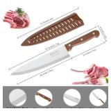OLULU 8 inch Chef Knife, Razor Sharp Kitchen Knife with Protective Knife Sheath, Razor Sharp Slicing Knife with Ergonomic Handle, German Stainless Steel, Dishwasher Safe (Brown Color) OLULU 8 inch Chef Knife, Razor Sharp Kitchen Knife with Protective Knife Sheath, Razor Sharp Slicing Knife with Ergonomic Handle, German Stainless Steel, Dishwasher Safe (Brown Color)