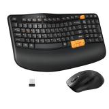 Wireless Keyboard and Mouse Combo, 2.4G Wave Keys Ergonomic Keyboard with Palm Rest and 3 DPI Silent Mouse, Compact Size for Natural Typing, Spill-Resistant, for Windows/PC/Laptop/Mac(Black) Wireless Keyboard and Mouse Combo, 2.4G Wave Keys Ergonomic Keyboard with Palm Rest and 3 DPI Silent Mouse, Compact Size for Natural Typing, Spill-Resistant, for Windows/PC/Laptop/Mac(Black)