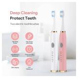 Dnil 2-Pack Sonic Electric Toothbrushes for Adults, Rechargeable with Long-Lasting Battery, 35,000 VPM High-Speed Cleaning, Includes Brush Heads & 5 Custom Modes (White & Pink) Dnil 2-Pack Sonic Electric Toothbrushes for Adults, Rechargeable with Long-Lasting Battery, 35,000 VPM High-Speed Cleaning, Includes Brush Heads & 5 Custom Modes (White & Pink)