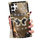 Changjia for Samsung Galaxy S23 Ultra Kickstand Case,Cute Glitter Bling Sparkly Rhinestone Butterfly with Foldable Stand Mirror Back Elegant Shockproof Women Girl Phone Case for Galaxy S23 Ultra,Black Changjia for Samsung Galaxy S23 Ultra Kickstand Case,Cute Glitter Bling Sparkly Rhinestone Butterfly with Foldable Stand Mirror Back Elegant Shockproof Women Girl Phone Case for Galaxy S23 Ultra,Black