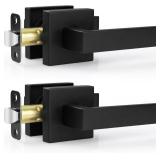 Estmoon 2 Pack Passage Door Levers, Matte Black Door Knobs Interior Square Door Handles, Heavy Duty Non-Locking Leversets Hall Closet Handles, Reversible for Right & Left Sided Doors Estmoon 2 Pack Passage Door Levers, Matte Black Door Knobs Interior Square Door Handles, Heavy Duty Non-Locking Leversets Hall Closet Handles, Reversible for Right & Left Sided Doors