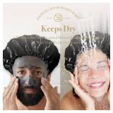 WhaleLife Shower Cap - Black Double-Layer Waterproof Reusable Satin-Lined for Women Men | Fits Thick Hair | Home Spa Travel 4 Pack WhaleLife Shower Cap - Black Double-Layer Waterproof Reusable Satin-Lined for Women Men | Fits Thick Hair | Home Spa Travel 4 Pack