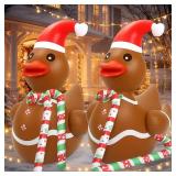 Lenwen 2 Set 4ft Christmas Inflatable Duck Outdoor Decoration, Blow up Rubber Duck with Giant Candy Cane Inflatable Pool Float Golf Cart Decor for Xmas Holiday Yard Lawn Party Favor (Gingerbread) Lenwen 2 Set 4ft Christmas Inflatable Duck Outdoor Decoration, Blow up Rubber Duck with Giant Candy Cane Inflatable Pool Float Golf Cart Decor for Xmas Holiday Yard Lawn Party Favor (Gingerbread)