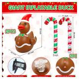 Lenwen 2 Set 4ft Christmas Inflatable Duck Outdoor Decoration, Blow up Rubber Duck with Giant Candy Cane Inflatable Pool Float Golf Cart Decor for Xmas Holiday Yard Lawn Party Favor (Gingerbread) Lenwen 2 Set 4ft Christmas Inflatable Duck Outdoor Decoration, Blow up Rubber Duck with Giant Candy Cane Inflatable Pool Float Golf Cart Decor for Xmas Holiday Yard Lawn Party Favor (Gingerbread)
