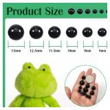 TOAOB 320pcs Sew On Safety Eyes Buttons Black 8mm to 15mm Plastic Mushroom Domed Sewing Crafting Eyes for DIY Stuffed Animals Amigurumis Crochet Doll Making TOAOB 320pcs Sew On Safety Eyes Buttons Black 8mm to 15mm Plastic Mushroom Domed Sewing Crafting Eyes for DIY Stuffed Animals Amigurumis Crochet Doll Making