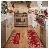 Artoid Mode Holly Pine Branches Leaves Merry Christmas Kitchen Mats Set of 2, Winter Decor Low-Profile Kitchen Rugs for Floor - 17x29 and 17x47 Inch Artoid Mode Holly Pine Branches Leaves Merry Christmas Kitchen Mats Set of 2, Winter Decor Low-Profile Kitchen Rugs for Floor - 17x29 and 17x47 Inch