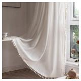 RoomTalks Extra Long White Boho Farmhouse Curtains for Bedroom Living Room 96 Inch Length 2 Panels Cute Textured Window Curtain Panels Embroidery Shabby Chic Tassel Draperies RoomTalks Extra Long White Boho Farmhouse Curtains for Bedroom Living Room 96 Inch Length 2 Panels Cute Textured Window Curtain Panels Embroidery Shabby Chic Tassel Draperies