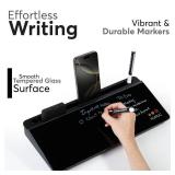 HURUC Small Glass Desktop Whiteboard with Storage,15.3x7.08x2.16 inch Desktop Dry Erase Board with Markers & Duster, Desk White Board Buddy Organizer for Home, Office, School (Black) HURUC Small Glass Desktop Whiteboard with Storage,15.3x7.08x2.16 inch Desktop Dry Erase Board with Markers & Duster, Desk White Board Buddy Organizer for Home, Office, School (Black)