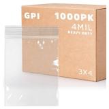 CLEAR PLASTIC REUSABLE ZIP BAGS - Bulk GPI Case of 900, 3 x 4 4mil Thick Heavy Duty, Strong & Durable Poly Baggies with Resealable Zip Top Lock For Travel, Storage, Packaging & Shipping. CLEAR PLASTIC REUSABLE ZIP BAGS - Bulk GPI Case of 900, 3 x 4 4mil Thick Heavy Duty, Strong & Durable Poly Baggies with Resealable Zip Top Lock For Travel, Storage, Packaging & Shipping.