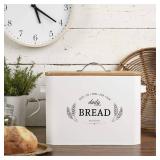 Baie Maison Extra Large White Farmhouse Bread Box for Kitchen Countertop - Breadbox Holder Fits 2+ Loaves - Bread Storage Container Bin - Rustic Bread Keeper Vintage Metal Kitchen Decor for Counter Baie Maison Extra Large White Farmhouse Bread Box for Kitchen Countertop - Breadbox Holder Fits 2+ Loaves - Bread Storage Container Bin - Rustic Bread Keeper Vintage Metal Kitchen Decor for Counter