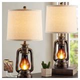 Farmhouse Rustic Table Lamps for Bedroom Set of 2, Vintage Lantern Lamp with Dual USB Charging Ports,25 Retro Antique Bedside Nightstand Desk Lamp for Living Room End Table Entryway Farmhouse Rustic Table Lamps for Bedroom Set of 2, Vintage Lantern Lamp with Dual USB Charging Ports,25 Retro Antique Bedside Nightstand Desk Lamp for Living Room End Table Entryway