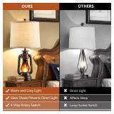 Farmhouse Rustic Table Lamps for Bedroom Set of 2, Vintage Lantern Lamp with Dual USB Charging Ports,25 Retro Antique Bedside Nightstand Desk Lamp for Living Room End Table Entryway Farmhouse Rustic Table Lamps for Bedroom Set of 2, Vintage Lantern Lamp with Dual USB Charging Ports,25 Retro Antique Bedside Nightstand Desk Lamp for Living Room End Table Entryway