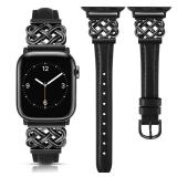 TOYOUTHS Compatible with Apple Watch Bands Women 38/40/41/42mm Dressy Slim Leather Strap with Designer Celtic Knot Interlock Buckle Bracelet for iWatch Series 11 10 9 8 7 6 5 4 SE 3 2 1, Black TOYOUTHS Compatible with Apple Watch Bands Women 38/40/41/42mm Dressy Slim Leather Strap with Designer Celtic Knot Interlock Buckle Bracelet for iWatch Series 11 10 9 8 7 6 5 4 SE 3 2 1, Black