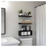 WOPITUES Floating Shelves for Wall with Cube Shelf, Wall Shelves with Metal Rail for Bathroom Decor, Bathroom Organizers and Storage, Over Toilet Shelves for Toilet Paper-Black WOPITUES Floating Shelves for Wall with Cube Shelf, Wall Shelves with Metal Rail for Bathroom Decor, Bathroom Organizers and Storage, Over Toilet Shelves for Toilet Paper-Black