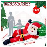 OurWarm 12 Ft Christmas Inflatable Outdoor Decoration, Giant Lying Santa Claus Inflatable Christmas Decorations Outdoor with LED Lights, Xmas Blow Ups for Outside Holiday Yard Garden Lawn Decor OurWarm 12 Ft Christmas Inflatable Outdoor Decoration, Giant Lying Santa Claus Inflatable Christmas Decorations Outdoor with LED Lights, Xmas Blow Ups for Outside Holiday Yard Garden Lawn Decor