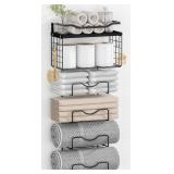 Towel Racks for Bathroom,Towel Rack Wall Mounted, 6 Tier Rolled Or Folded Towel Holder with Floating Shelves, Bathroom Towel Holder for Bath, Hand Towels,Metal and Wood,Full Black Towel Racks for Bathroom,Towel Rack Wall Mounted, 6 Tier Rolled Or Folded Towel Holder with Floating Shelves, Bathroom Towel Holder for Bath, Hand Towels,Metal and Wood,Full Black