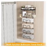 Towel Racks for Bathroom,Towel Rack Wall Mounted, 6 Tier Rolled Or Folded Towel Holder with Floating Shelves, Bathroom Towel Holder for Bath, Hand Towels,Metal and Wood,Full Black Towel Racks for Bathroom,Towel Rack Wall Mounted, 6 Tier Rolled Or Folded Towel Holder with Floating Shelves, Bathroom Towel Holder for Bath, Hand Towels,Metal and Wood,Full Black