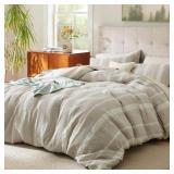 Bedsure Waffle Queen Comforter Set - Linen Soft Cotton Bedding Set for All Seasons, Stripe Fluffy Bed Set 3 Pieces with 1 Waffle Weave Comforter Queen Size and 2 Pillow Shams Bedsure Waffle Queen Comforter Set - Linen Soft Cotton Bedding Set for All Seasons, Stripe Fluffy Bed Set 3 Pieces with 1 Waffle Weave Comforter Queen Size and 2 Pillow Shams