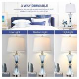Set of 2 Blue Glass Table Lamps for Bedrooms with 2 USB ports 3-Way Dimmable Touch Coastal Bedside Lamps for Contemporary Style Modern Nightstand Lamps with 2 LED Bulbs for Home Lighting Decoration Set of 2 Blue Glass Table Lamps for Bedrooms with 2 USB ports 3-Way Dimmable Touch Coastal Bedside Lamps for Contemporary Style Modern Nightstand Lamps with 2 LED Bulbs for Home Lighting Decoration