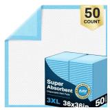 AAY Disposable Bed Pads 36 x 36 (50 Count), Extra Large Disposable Chucks Underpads for Incontinence, Super Absorbency 3XL Premium Leakproof Protective Pee Pads for Adult, Kids, Pet, Puppy Training AAY Disposable Bed Pads 36 x 36 (50 Count), Extra Large Disposable Chucks Underpads for Incontinence, Super Absorbency 3XL Premium Leakproof Protective Pee Pads for Adult, Kids, Pet, Puppy Training