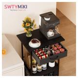 SWTYMIKI Buffets Coffee Bar Cabinet - Rolling Kitchen Rack, Farmhouse Small Coffee Stand with Storage Drawer and Door Cabinet - Kitchen Microwave Stand for Apartment, Living Room, Entryway, Black SWTYMIKI Buffets Coffee Bar Cabinet - Rolling Kitchen Rack, Farmhouse Small Coffee Stand with Storage Drawer and Door Cabinet - Kitchen Microwave Stand for Apartment, Living Room, Entryway, Black