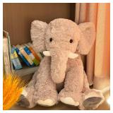 19 Inch Large Elephant Stuffed Animals, Clever Elephant Plush Toy for Kids, for Girls and Women, Super Soft Room Decoration(Gray). - Retail: $27