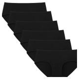 Women's Underwear Cotton Hipster Panties Regular & Plus Size 6-Pack(Medium, Black) - Retail: $19