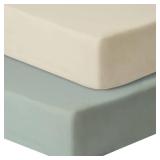 Pack and Play Sheets Fitted, 2 Pack Pack n Play Sheets for Graco Pack n Play Mattress, Unisex Playard Sheets for Boys Girls (Brown & Green, 38 X 26 Inch) - Retail: $10