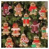 Gingerbread Man Ornaments for Christmas Tree, 12pcs Assorted Gingerbread Figurines Ornaments, Christmas Tree Hanging Decorations, 3 Inch Tall - Retail: $8