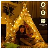 Ramadan Lights Star String Lights Battery Operated, 17 ft 50 LEDs, Room Decor Fairy Lights, String Lights Battery Powered for Kids Bedroom Wedding Mantel Patio Dorm Decor, Warm White - Retail: $9