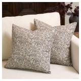 Floral Throw Pillow Covers 20x20 Set of 2 Vintage Block Print Pillow Covers Decorative Pillow Covers Couch Pillows for Living Room Farmhouse Accent Sofa Pillows, Yellow/Sand - Retail: $30