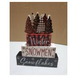 4 Pcs Christmas Decorations Indoor - Wooden Christmas Tree Table Decoration for Home - Holiday Centerpiece For Table - Winter Tiered Tray Decor Rustic Farmhouse Xmas Gift for Home Kitchen Mantel - Ret