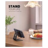 Adjustable Cell Phone Stand, Desk Phone Holder, Cradle, Dock, Compatible with iPhone 17 16 15 14 Air Plus Pro Pro Max 13 12 X XS, 4-8 Phones, Office Accessories Gifts, All Smartphone, Black - Retail: 