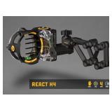 Trophy Ridge React H4 Bow Sight - 4 Pin Sight, Tool Less Windage and Elevation Adjustability, 2nd Axis Leveling, Adjustable Click Light, Black - Retail: $110