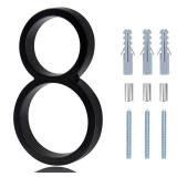 Modern House Numbers For Outside - 5 Inch Floating House Numbers With Nail Kit And Instructions Easy To Install, High Gloss Black Number 8 - Retail: $9