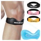 Silicone Patellar Tendon Support Strap, Adjustable Non-Slip Patella Band Stabilizer Knee Brace for Jumpers Knee, Tendonitis, Basketball, Volleyball, Squats, Black - Retail: $15