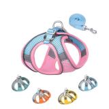 Soft Mesh Dog Harness and Leash Set for Small Medium Dogs, Step in Adjustable with Padded Vest (S, Pink)