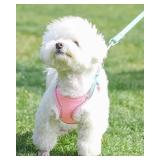 Soft Mesh Dog Harness and Leash Set for Small Medium Dogs, Step in Adjustable with Padded Vest (S, Pink)