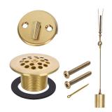 Trip Lever Overflow Faceplate Tub Drain Trim Kit with Linkage Conversion Kit Assembly Universal Fine Coarse Thread Replacement Brushed Gold - Retail: $24