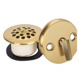 Trip Lever Overflow Faceplate Tub Drain Trim Kit with Linkage Conversion Kit Assembly Universal Fine Coarse Thread Replacement Brushed Gold - Retail: $24