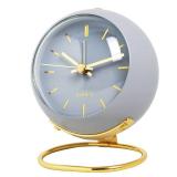 Small Tableclocks Classic Non-Ticking Tabletop Alarm Clock with Night Light, Battery Operated Deskclock with HD Glass for Living Room Bedroom Bedside Indoor Decor (RN-Blue) - Retail: $16