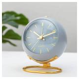 Small Tableclocks Classic Non-Ticking Tabletop Alarm Clock with Night Light, Battery Operated Deskclock with HD Glass for Living Room Bedroom Bedside Indoor Decor (RN-Blue) - Retail: $16