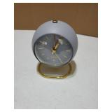 Small Tableclocks Classic Non-Ticking Tabletop Alarm Clock with Night Light, Battery Operated Deskclock with HD Glass for Living Room Bedroom Bedside Indoor Decor (RN-Blue) - Retail: $16