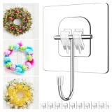 Wreath-Hangers-for-Front-Door, Large Clear Wreath-Door-Hanger-Easter-Christmas-Halloween-Decorations,60lb Over-The-Door-Hooks Glass Door, Adhesive-Wall-Hooks for Hanging Wreath Home-Decor Inside Outsi