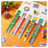 40 Pieces Hawaiian Theme Slap Bracelets with 50 Pieces Hawaii Stickers Summer Hawaii Snap Bracelet for Adult Luau Tropical Gifts Birthday Party Favors - Retail: $10